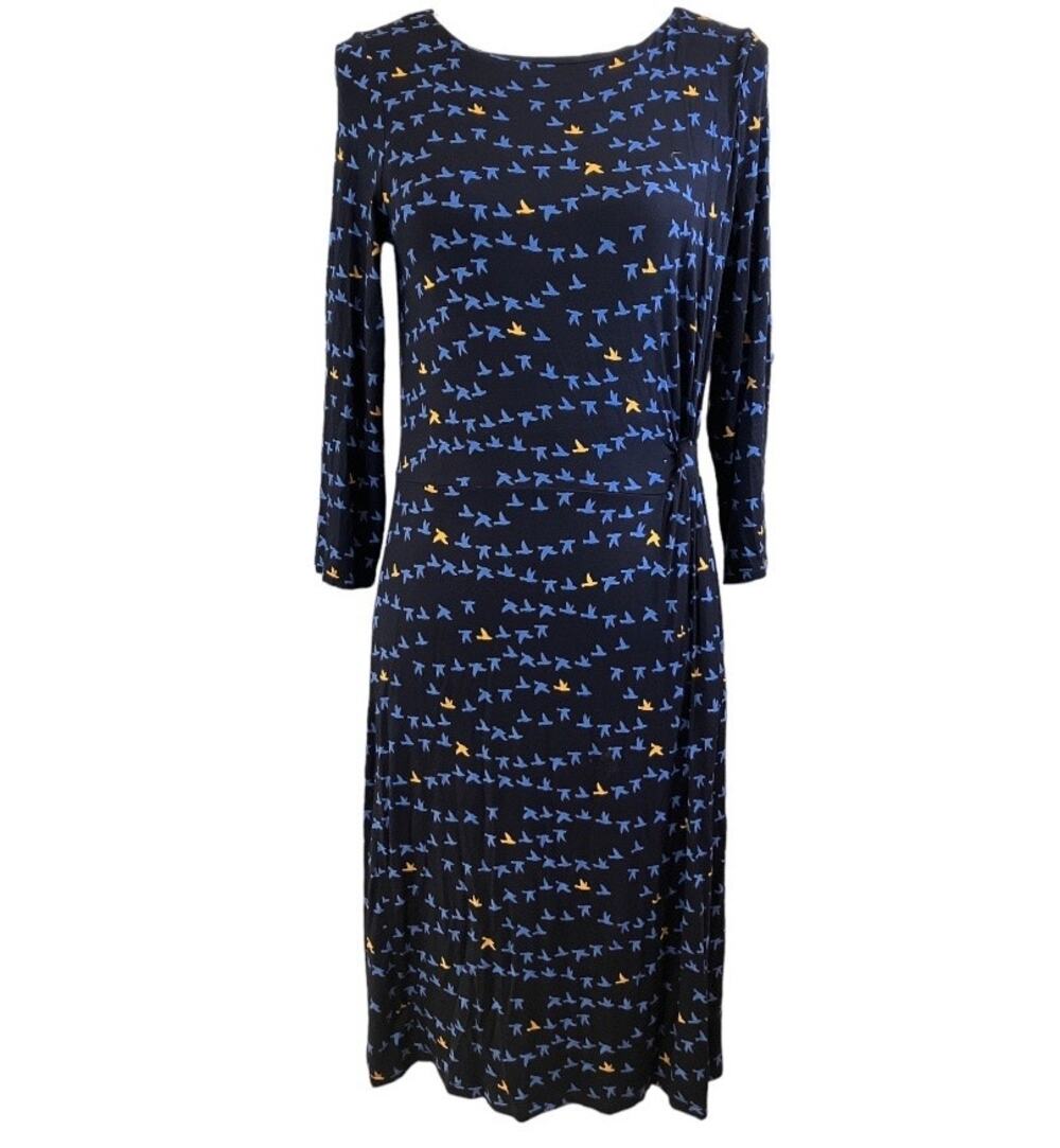Hobbs London Faux Wrap Bird Print Dress Size 8